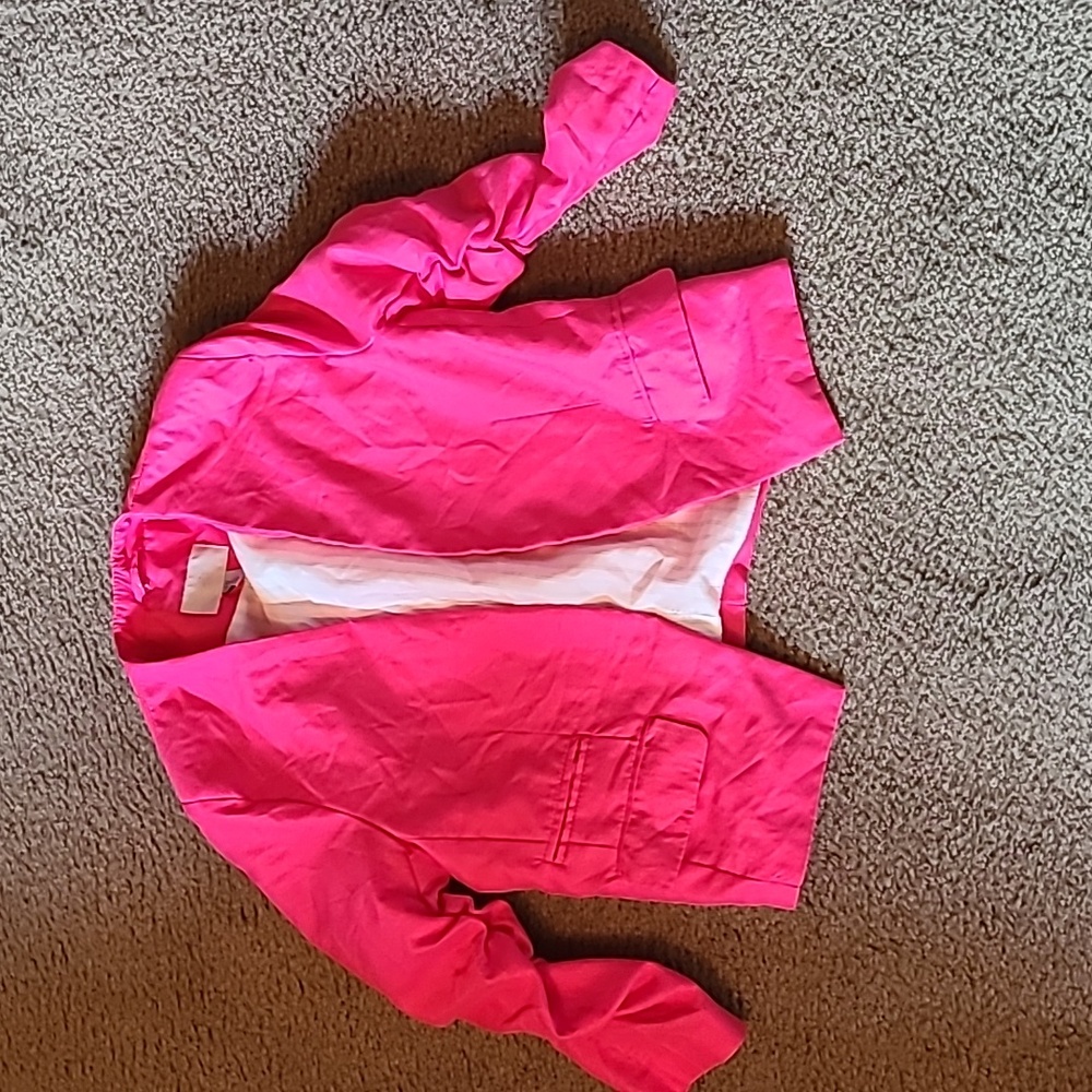 Fuschia Crop Scrunch Sleeve Blazer